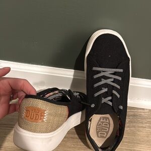 Hey Dude Black and Tan Lace-Up Shoes